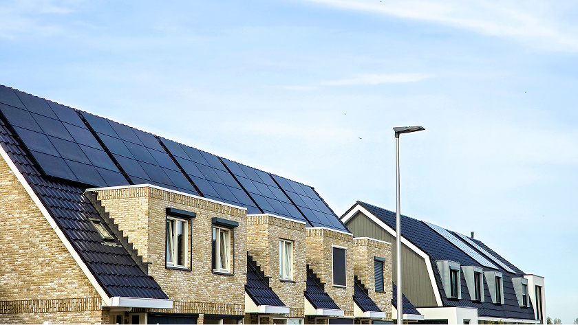 Modern property development with solar installation